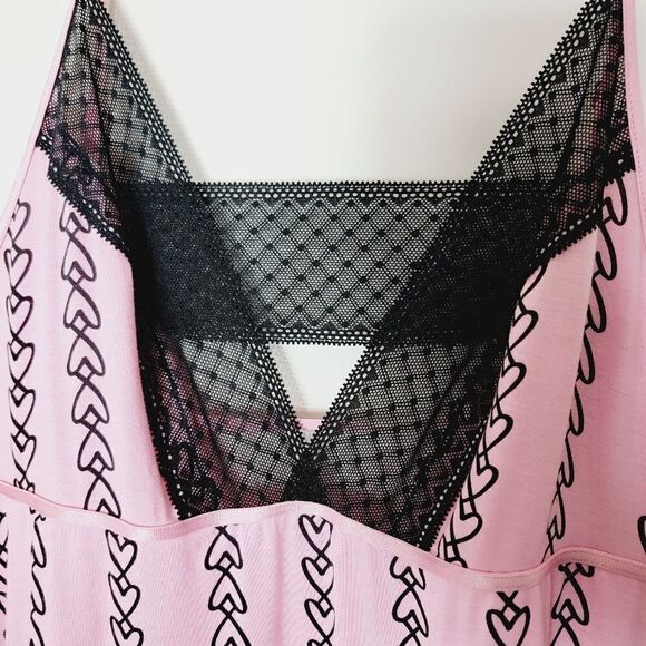 Victoria's Secret Chain of Hearts Lace Nightgown Pink Negligee Size Large - Picture 4 of 8